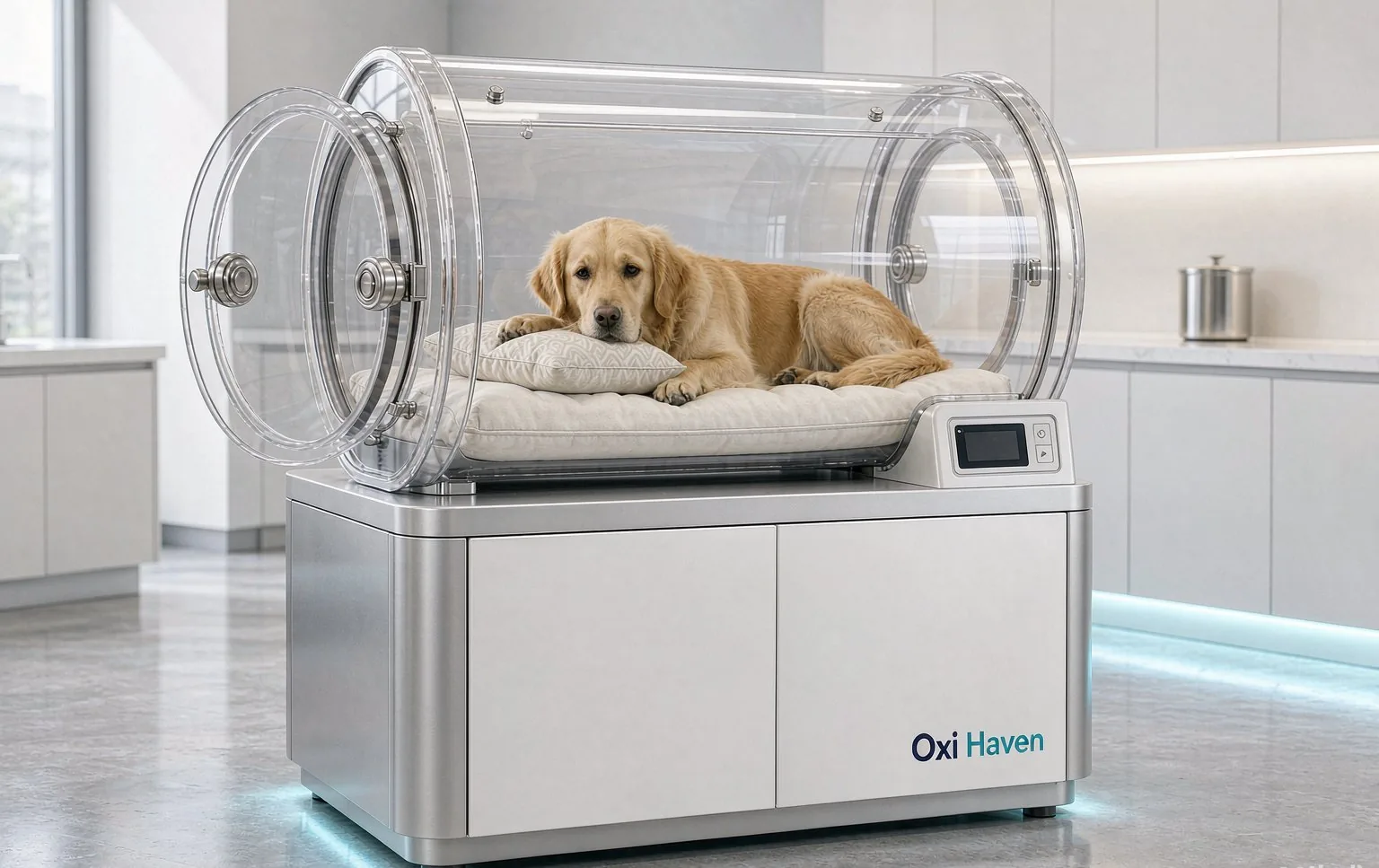 Veterinary hyperbaric oxygen chamber for pets