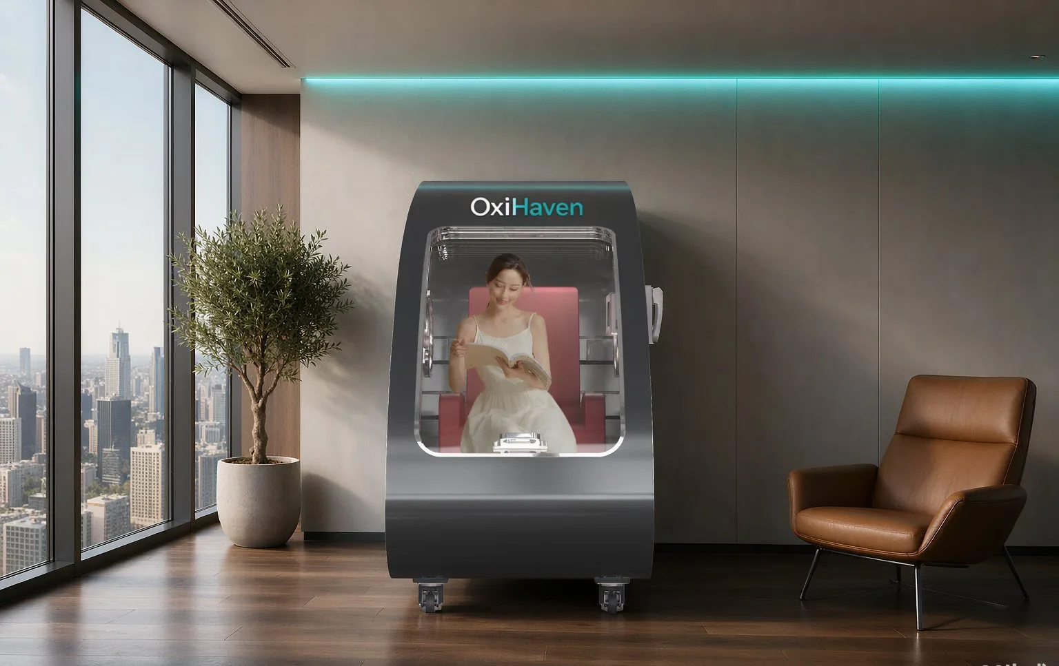 T-152 space-capsule chamber in a premium wellness lounge